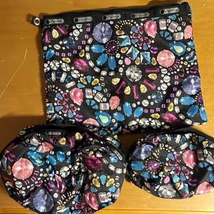 LeSportsac set of three cosmetic bags